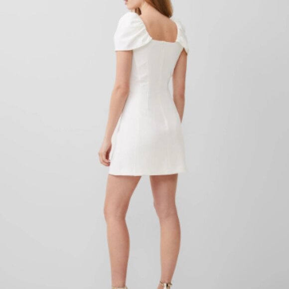 French Connection White Whisper Gathered Sleeve Dress - Size 12 - Picture 4 of 8